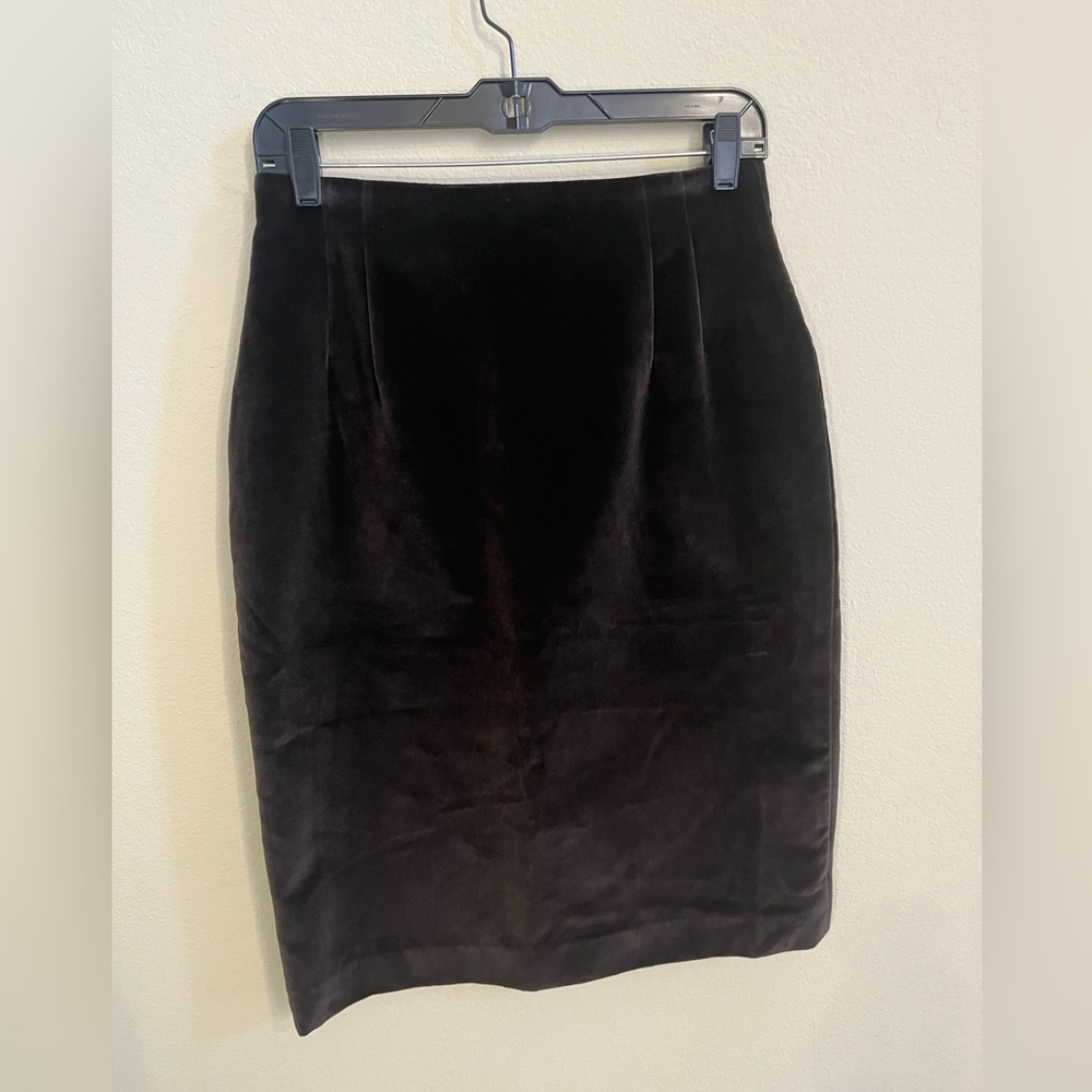 Jones New York Vintage 90s Chocolate Espresso Brown Velvet Pencil Skirt Size 8